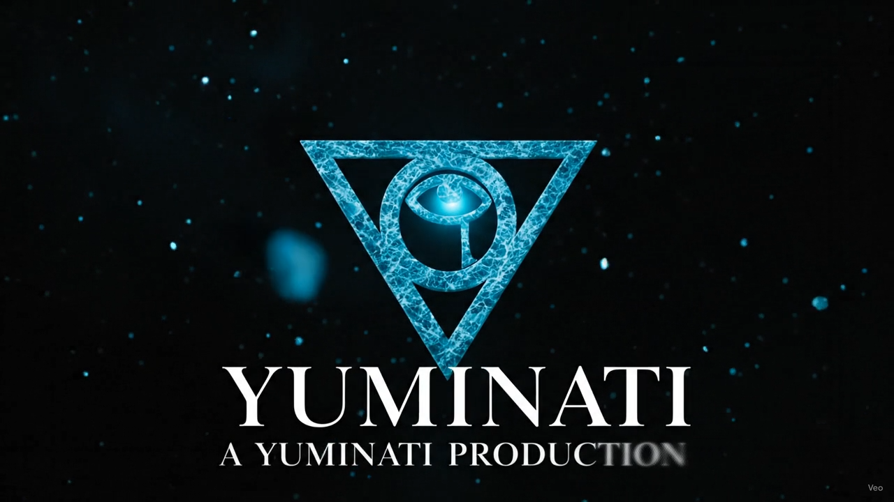 Yuminati original studio ident featuring a cyan Eye of Horus inside a triangular emblem